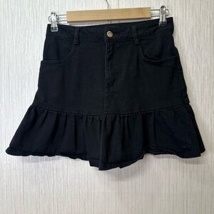 Hunter‎ and Brown Black Ruffled Denim Skirt size S